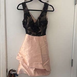Elegant Black and Pink Lace Dress